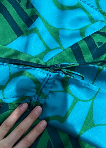 Yeşil Desenli Uzun Bohem Elbise - Görsel 4