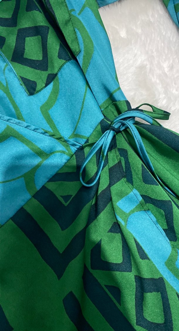 Yeşil Desenli Uzun Bohem Elbise - Görsel 3