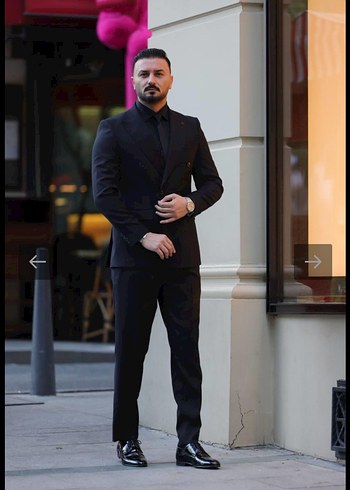 52-6 drop Beden İtalyan kesim slim fit kruvaze takım elbise