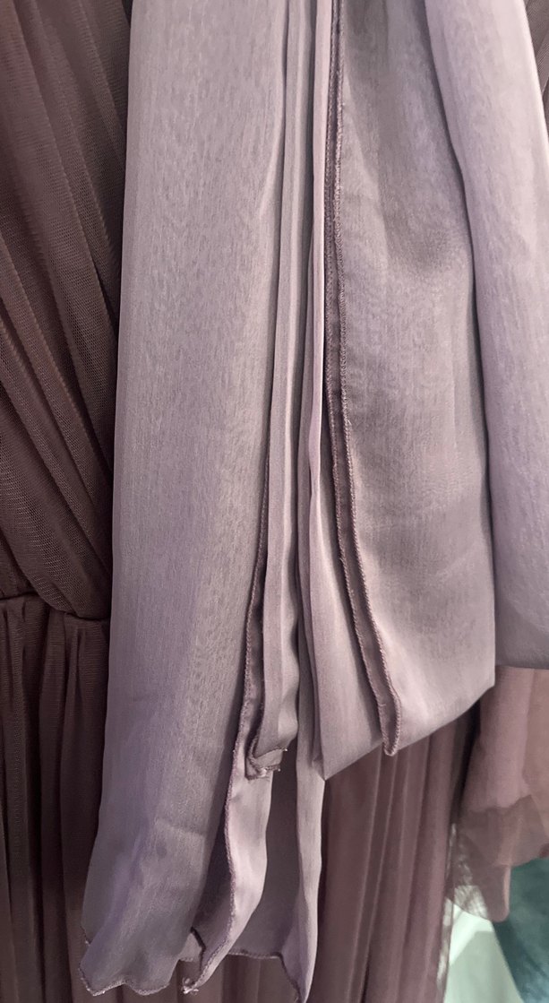 Mor Uzun Kollu Drapeli Abiye Elbise - Görsel 5