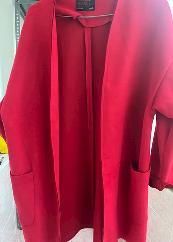 Kırmızı Midi Kadın Kaban - Görsel 5