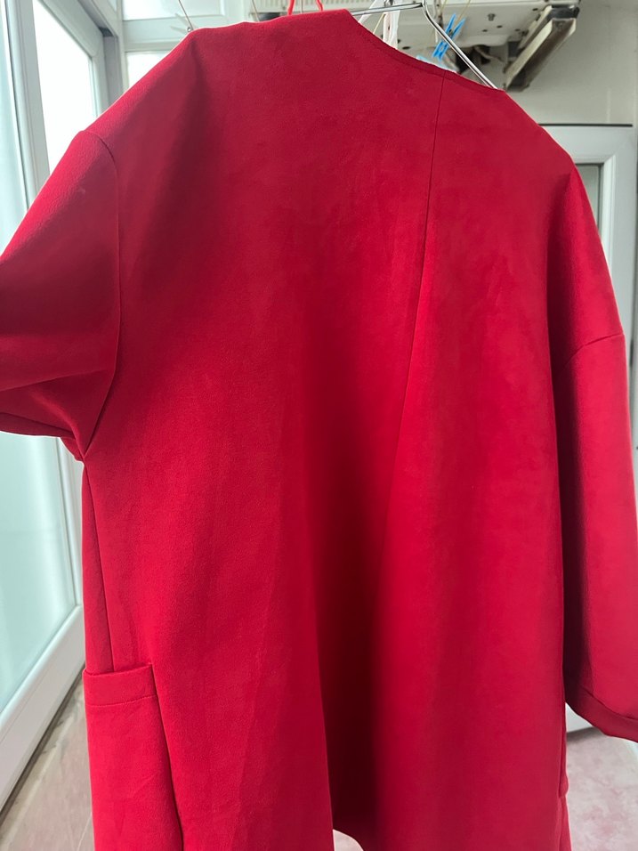 Kırmızı Midi Kadın Kaban - Görsel 3