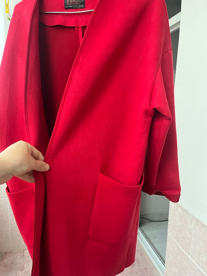 Kırmızı Midi Kadın Kaban - Görsel 2