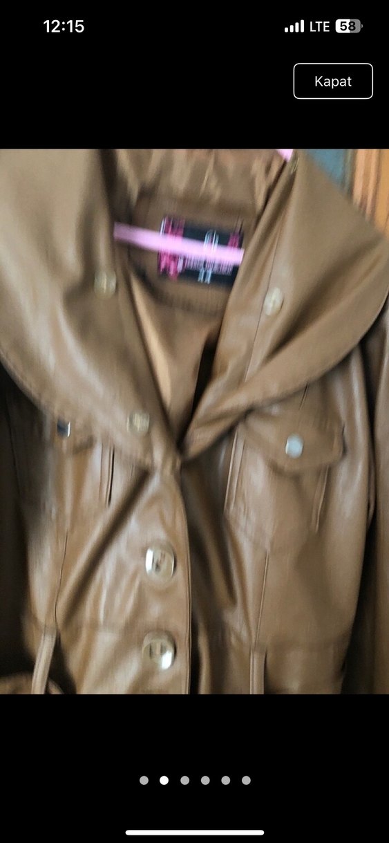 Bej Deri Uzun Kadın Trençkot - Görsel 2