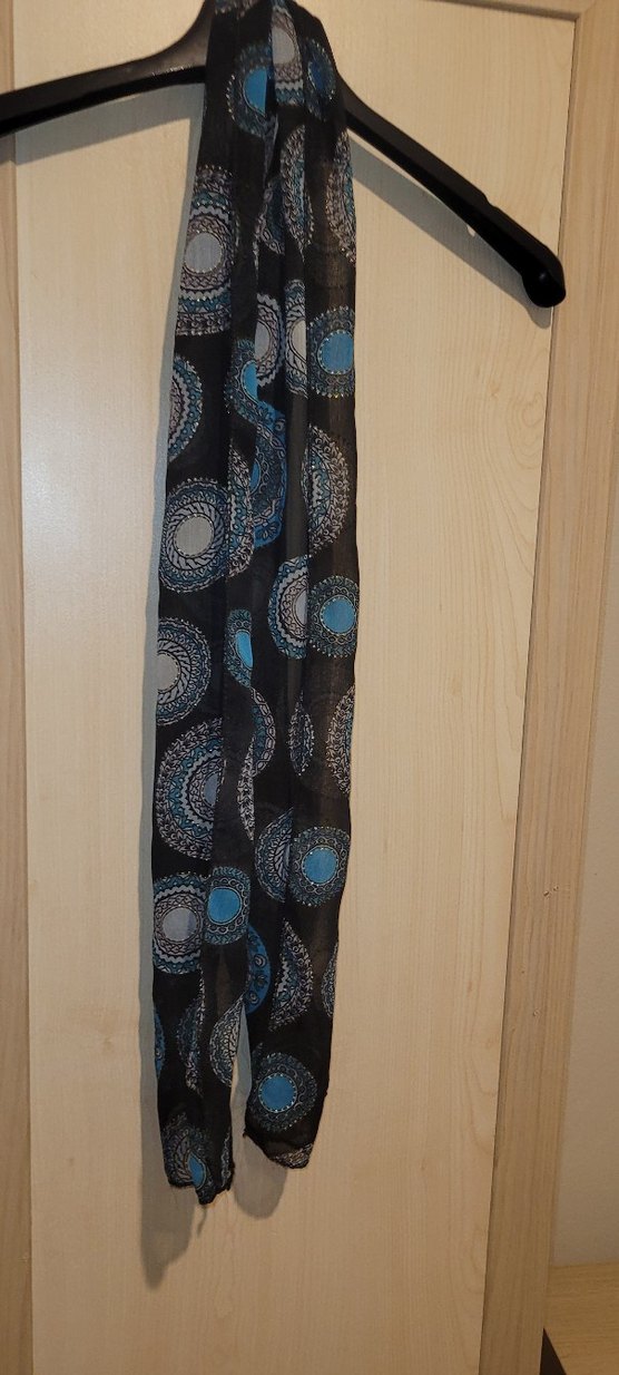 Bohem Stil Koyu Mavi Desenli Fular - Görsel 2