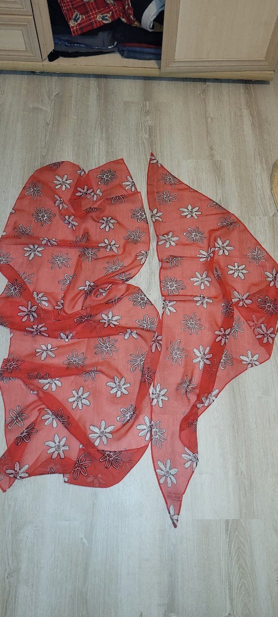 Kırmızı Çiçek Desenli Mini Bohem Pareo - Görsel 2