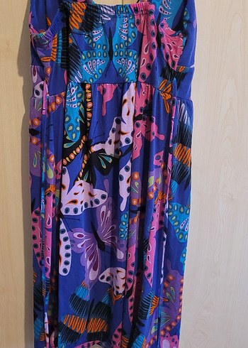 Renkli Pilili Straplez Kısa Elbise - Görsel 2