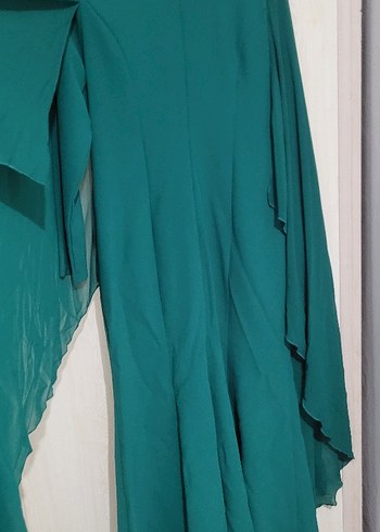 Turkuaz İşlemeli Uzun Abiye Elbise - Görsel 6