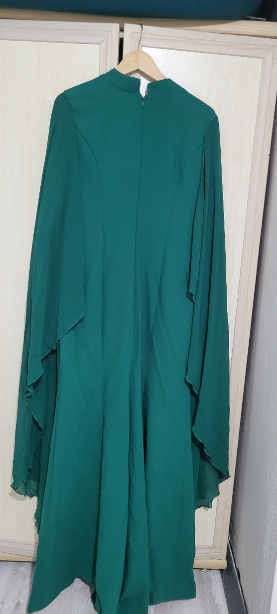 Turkuaz İşlemeli Uzun Abiye Elbise - Görsel 5