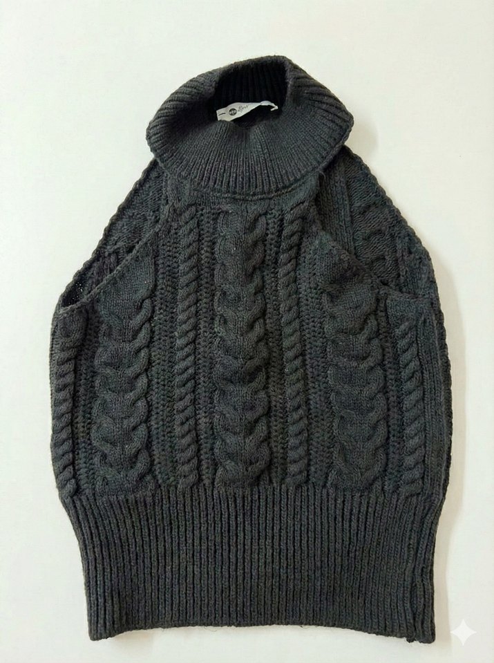 Zara Model Balıkçı Yaka Kolsuz Triko / Süveter - Çok Tarz! - Görsel 3