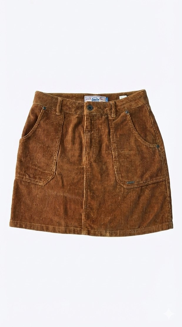 Superdry Vintage Seri Kahverengi Fitilli Kadife Etek - 28 Beden - Görsel 3