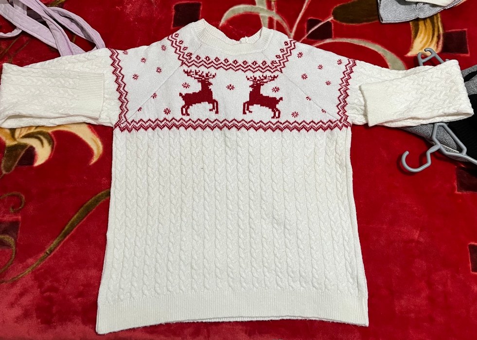 Reserved Geyikli Yılbaşı Kazağı | Beyaz Triko Kazak - Görsel 5