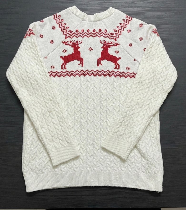 Reserved Geyikli Yılbaşı Kazağı | Beyaz Triko Kazak - Görsel 3