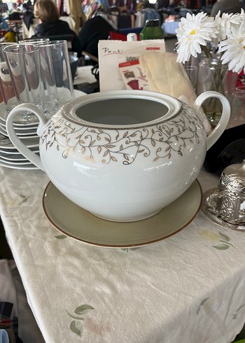 Nakış Desenli Beyaz Seramik Soupier (Çorbalık) - Görsel 4