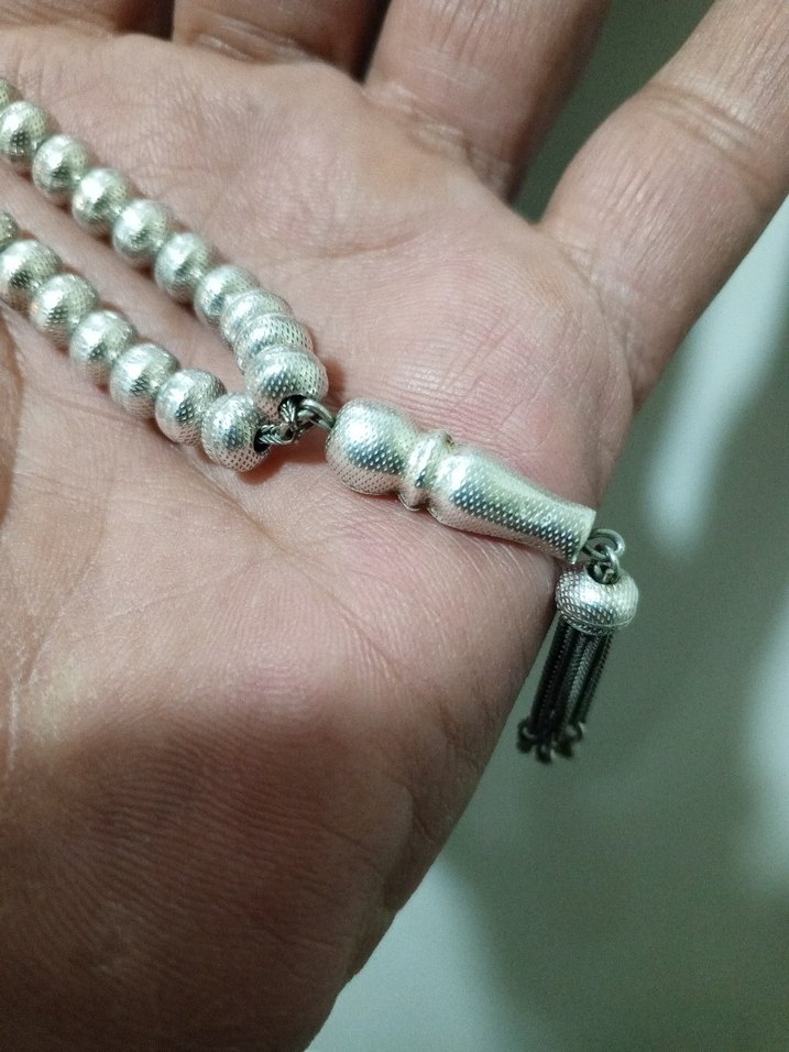 Gümüş işlemeli tesbih eskilerden - Görsel 5