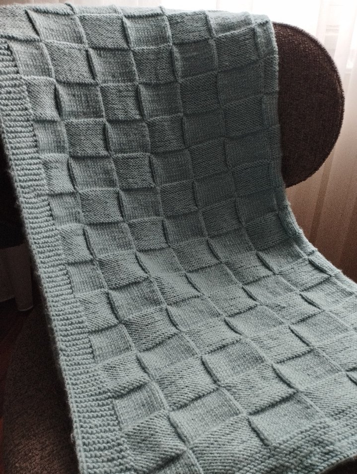 mint yeşili Örgü Çocuk Battaniyesi - Görsel 3