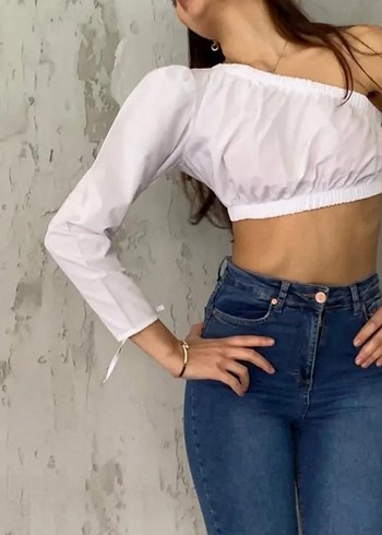 Beyaz Mini Tek Kol Bluz