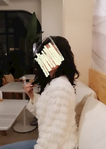 Bohem Beyaz Suni Kürk Midi Ceket - Görsel 2