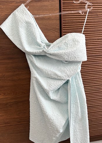 Trendyol & Milla Mavi Mini Drapeli Straplez Elbise