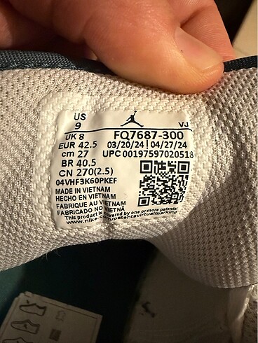 42.5 Beden beyaz Renk Nike Air Jordan