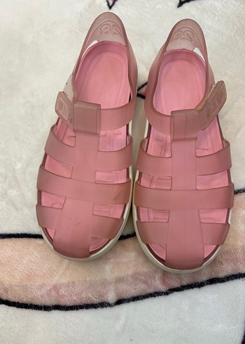 28 Beden pembe Renk Kız Çocuk Pembe Velcro Bantlı Terlik