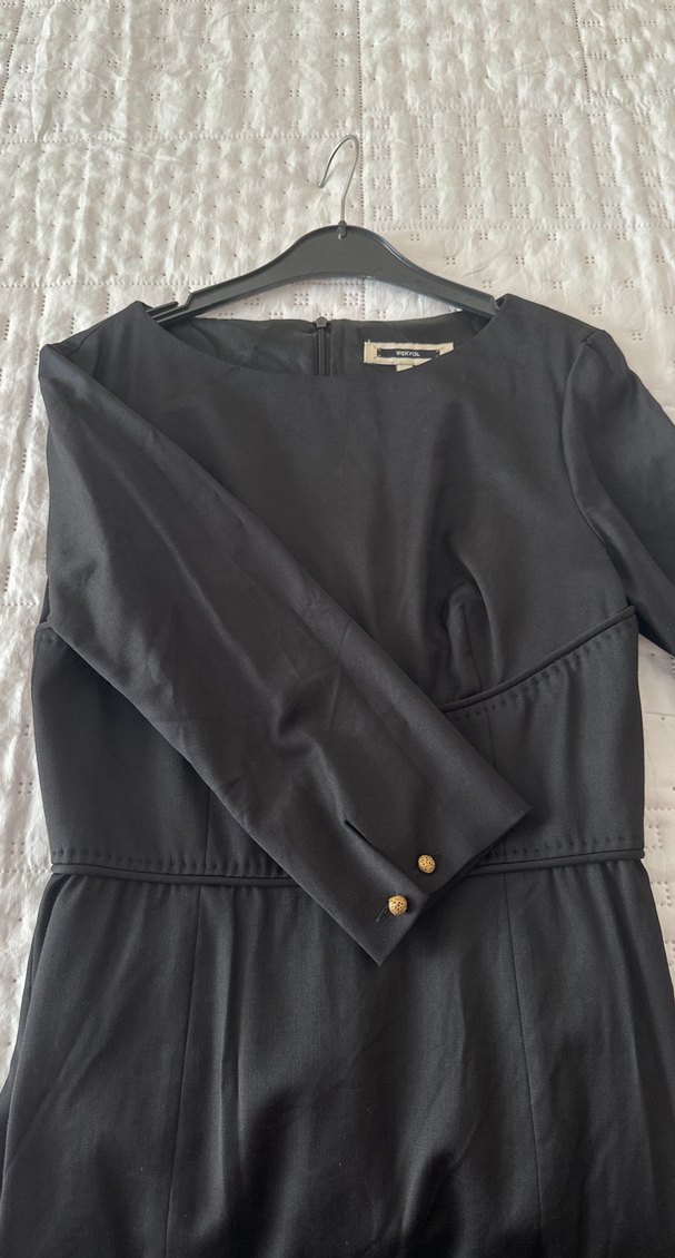 Kemerli Siyah Kadın Ofis Elbisesi - Görsel 3