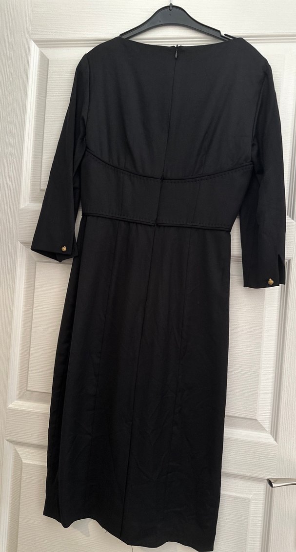 Kemerli Siyah Kadın Ofis Elbisesi - Görsel 4