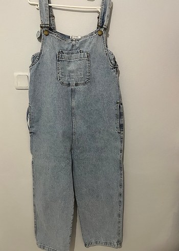 Diğer Kadın Mavi Denim Midi Boy Bol Tulum