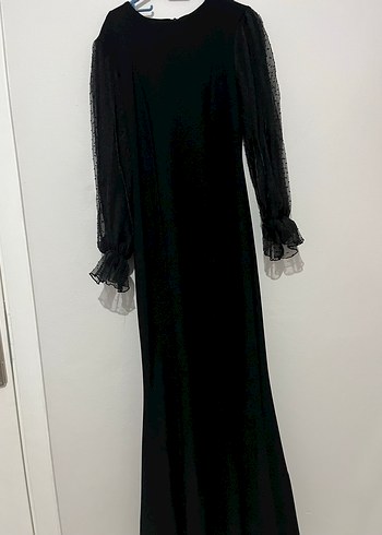 38 Beden siyah Renk Siyah Uzun Kollu Gotik Uzun Elbise