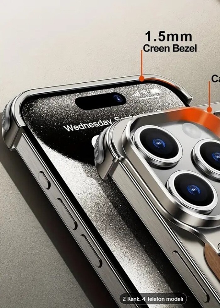 iPhone 15 Pro ve Pro Max Uyumlu Ceviz Ağacı Kılıfı Manyetik Tutu - Görsel 4