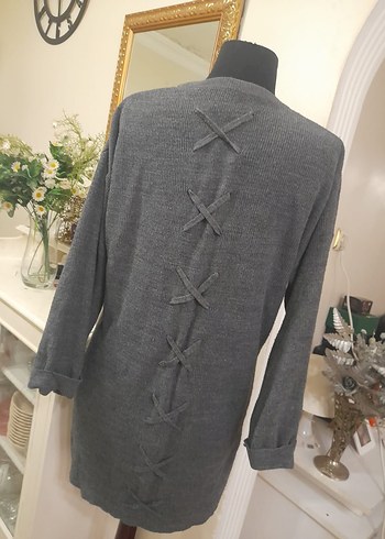 Gri Triko Kadın Salaş Kazak - Görsel 4