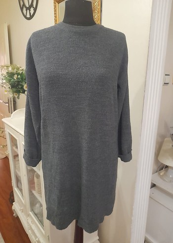 Gri Triko Kadın Salaş Kazak - Görsel 6