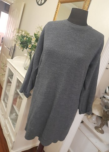 Gri Triko Kadın Salaş Kazak - Görsel 2