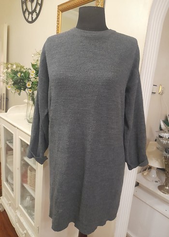 Gri Triko Kadın Salaş Kazak - Görsel 3