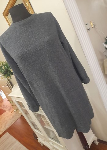 Gri Triko Kadın Salaş Kazak - Görsel 7