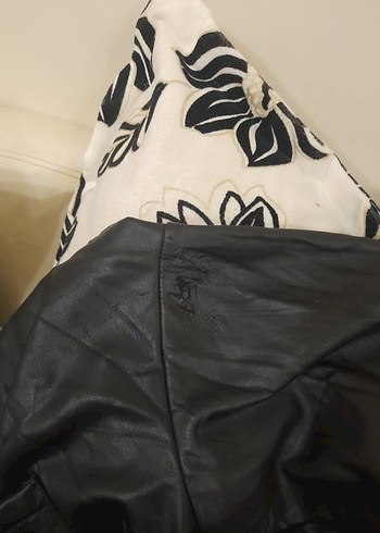 Siyah Düğmeli Biker Deri Ceket - Görsel 7