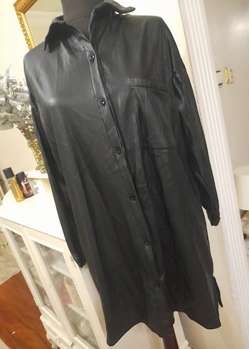 Siyah Düğmeli Biker Deri Ceket - Görsel 6