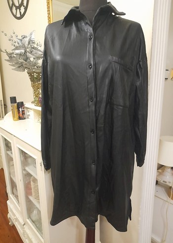 Siyah Düğmeli Biker Deri Ceket - Görsel 3