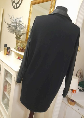 Siyah Düğmeli Biker Deri Ceket - Görsel 4