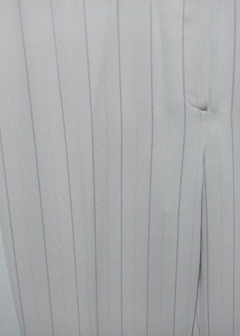 38 Beden Çizgili Bej Kadın Kumaş Pantolon