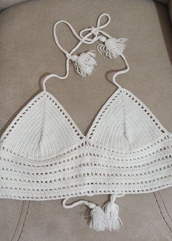 Beyaz Bohem Mini Bralet