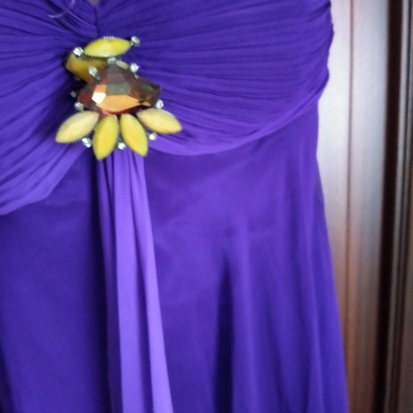 Mor Drapeli Uzun Straplez Kadın Abiye - Görsel 2