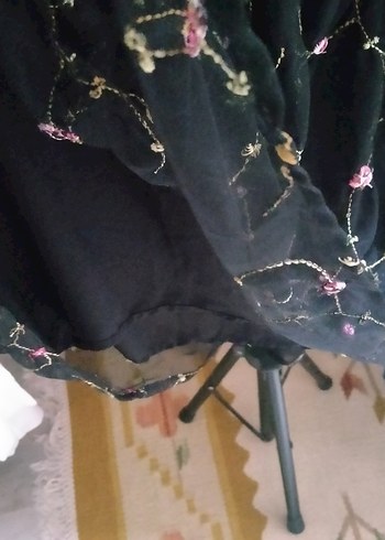 Pembe Nakışlı Uzun Hamile Eteği - Görsel 3