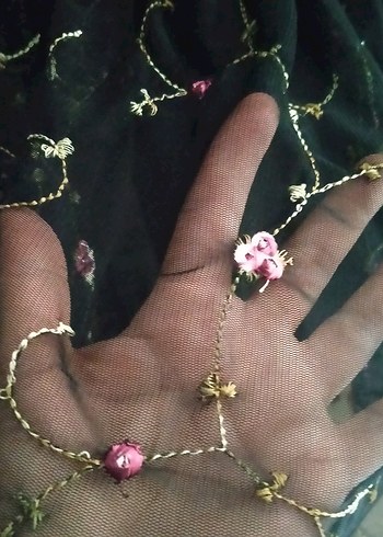 Pembe Nakışlı Uzun Hamile Eteği - Görsel 4