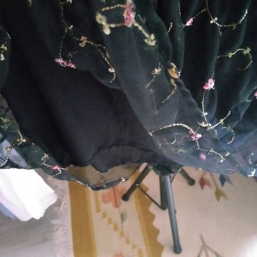 Pembe Nakışlı Uzun Hamile Eteği - Görsel 3