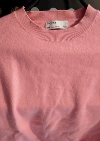 Pembe Pamuklu Kadın Bisiklet Yaka Kazak