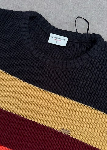 U.S Polo Assn. Çizgili, Uzun Kollu, Salaş Kadın Kazak