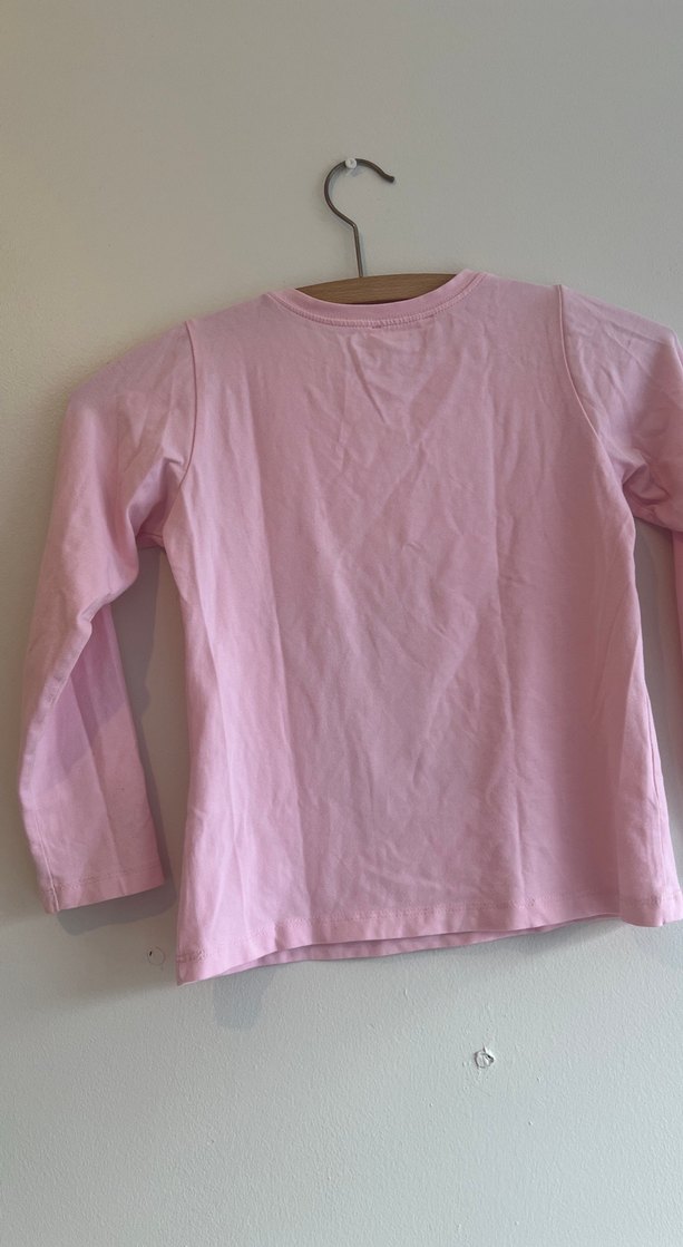 Kız Çocuk Pembe Uzun Kollu Baskılı Tişört - Görsel 4