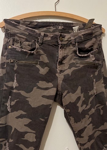 Kahverengi Kamuflajlı Bol Kesim Kot Pantolon - Görsel 2