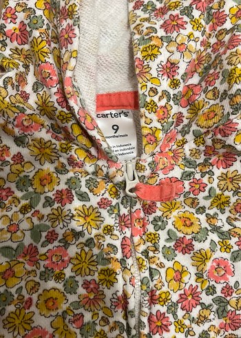 Çiçek Desenli Kapüşonlu Kız Çocuk Ceketi - Görsel 2